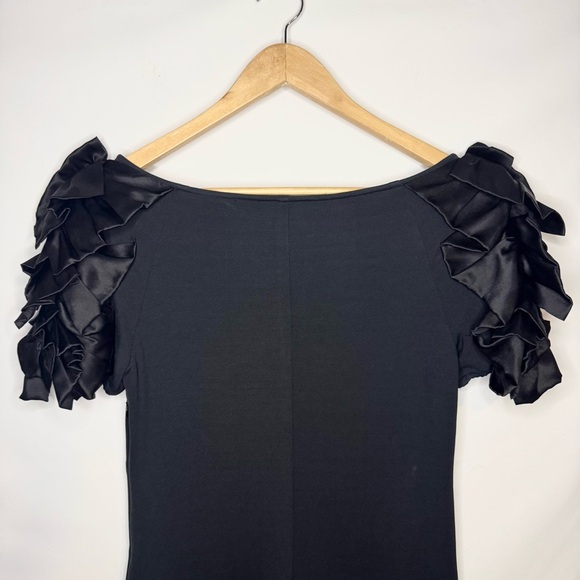 Laundry By Shelli Segal Black Mini Dress with Ruffled Sleeves Size 4 - Picture 5 of 8